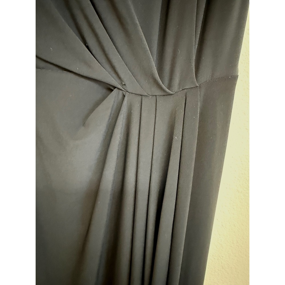 Lauren Ralph Lauren Black Sleeveless Maxi Dress Side Gathered Pleated Size 8 - Picture 3 of 8